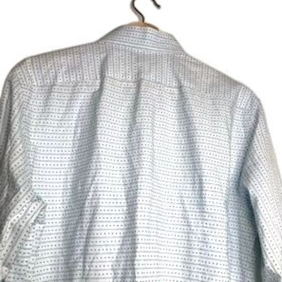 PS Paul Smith Mens Button Front Shirt Blue Gray Geometric Flip Cuff Cotton 15.5 - Picture 4 of 12